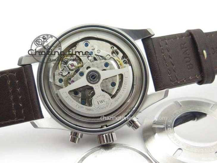 MIROTIME 0601 Pilot Chrono SS IW387808 CF3 ZF 1:1 Best Edition On Brown Leather Strap A Soft 7328